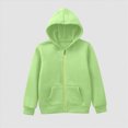 thumbnail image 2 of KPOPLK Boys Zip Up Hoodie Fall Long Sleeve Shirt Fashion Lightweight Hooded Jacket Coats for 1-9 Years Green Size 6-7 Years, 2 of 8