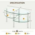thumbnail image 3 of QRKD Glass Coffee Table, Modern Furniture Decor 2-Tier Modern Oval Smooth Glass Tea Table End Table for Home Office with 2 Tier Tempered Glass Boards & Sturdy Chrome Plated Legs（Clear）, 3 of 9
