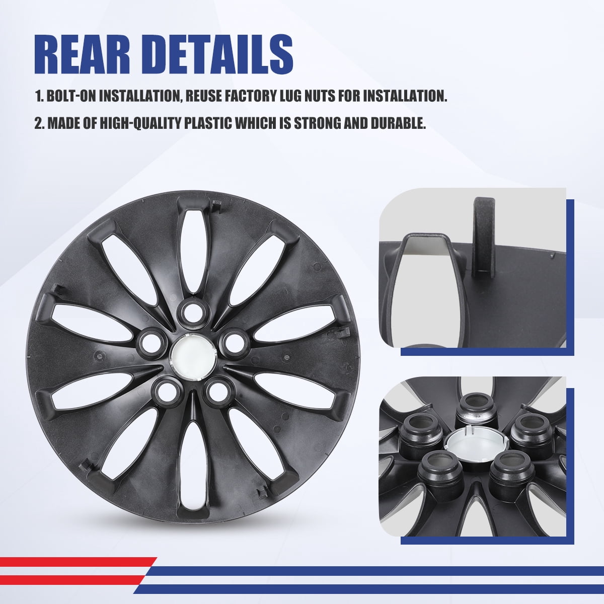 4 Pack 16 inch Hubcaps for 2008-2012 Honda Accord Sedan,Wheel Cover Replacement Fit for Steel Wheels,Bolt-on Car Truck SUV Hub Cap,Lacquer
