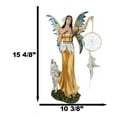 thumbnail image 2 of Large Fairy  Holding Dreamcatcher With Grey Wolf Statue, 2 of 11
