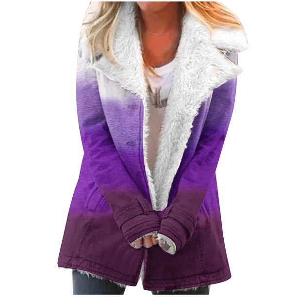 Puntoco Abrigo Mujer Invierno Cálido Compuesto Felpa Botón Solapas Chaqueta Outwear Abrigo Liquidación Puntoco Puntoco-1