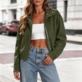 thumbnail image 5 of uublik Faux Suede Jackets Women Army Green Long Sleeve Casual Zip Up Coat Trendy Fall Clothes, 5 of 7
