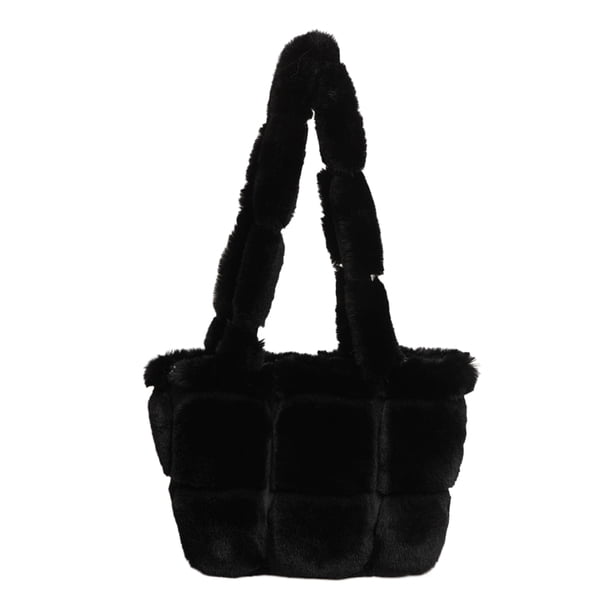 Bolso Fuzzy Con Asa Superior Lindo Suave Y Nube Clip Felpa Cruzado Un Hombro para Mujer ()