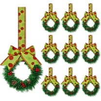 Guvpev 10 Pcs 6" Small Christmas Kitchen Cabinet Wreaths with Ribbon Mini Kitchen Cabinet Christmas Decor for Window Door(Green)