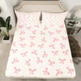 thumbnail image 2 of Manfei Cartoon Bowtie Twin Sheet Sets 3pcs for Girls, Cute Kawaii Bow Knot Twin Fitted Sheet, Princess Ribbon Flat Sheet, Beige Pink Microfiber Bedroom Decor, 2 of 6