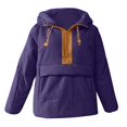 thumbnail image 3 of Womens Crew Neck Pullover Puffer Jacket Long Sleeve Loose Jackets Half Zip Hooded Down Coat With Drawstring Pockets, 3 of 5