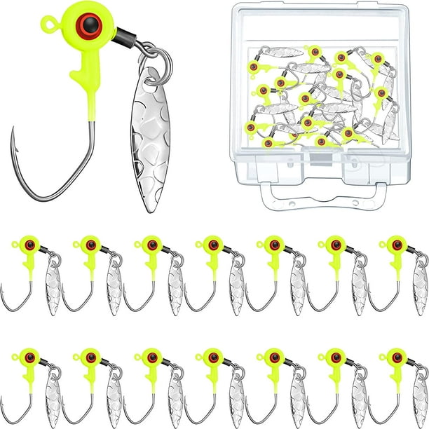 15 Pieces Fishing Jig Heads Kit Fishing Jig Head Hooks Jig Hook Lure Fishing  Jigs with Plastic Box for Bass and Crappie 
