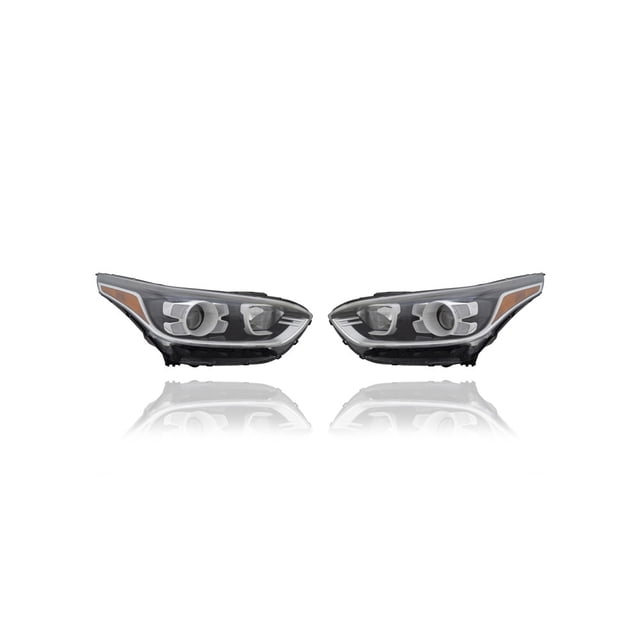 Headlight Assembly - TYC Compatible/Replacement for '19-21 Kia Forte Sedan EX/GT Line/S - Halogen With LED Daytime Running Light - Pair, Left Driver + Right Passenger Set - 92102M7100, 92101M7100