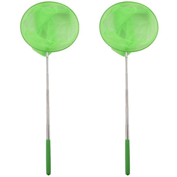 2X Atrapar Al Aire Libre Atrapar Mariposa Red de Pesca Bolsa de Acero Inoxidable Telescópico Herramienta de Red Verde