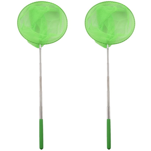2X Outdoor Catching Catching Butterfly Net Fishing Net Bag Stainless Steel Telescopic Fishing Net Tool Green