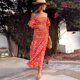 thumbnail image 4 of Vestido playero bohemio vintage de manga abullonada de TEELYNN para mujer, vestido sexy de rayón con hombros descubiertos y cuello oblicuo, vestidos casuales largos de verano, 4 of 5