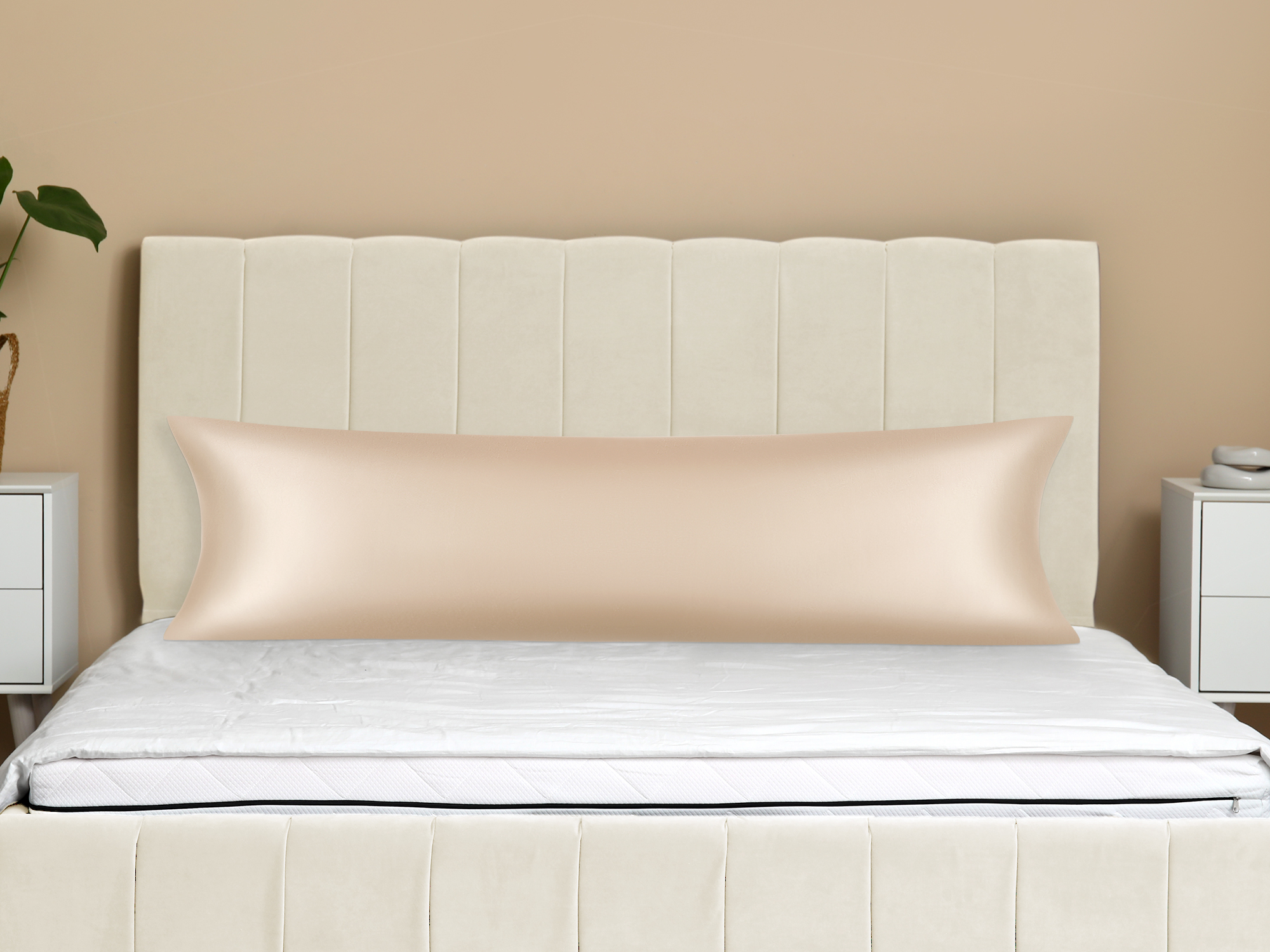 Unique Bargains Satin Pillow Cases Set of 2 Cooling Pillow Covers Khaki