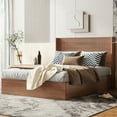 thumbnail image 2 of Lift-Up Storage Bed, Queen Size Platform Bed with Easy Hydraulic Mechanism, Grooved Headboard and Ample Under-Bed Space, Walnut, 2 of 10