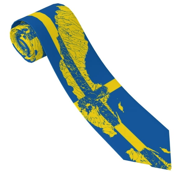 Men'S Sweden Map Flag Tie Fashion Causal Printed Necktie