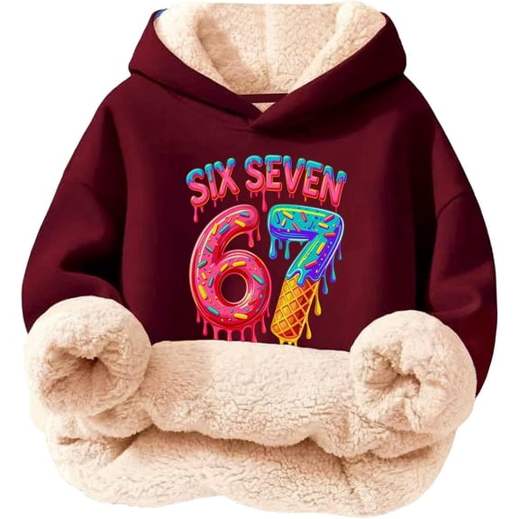 67 Kids Sweatshirt 6 7 Sweatshirt Kids – 67 Sweatshirt Girls Boys Hoodie Kids Hoodies Fleece Lined Trendy Pullover Hoodies 12-Wine 120