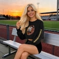 thumbnail image 3 of Game Day Cropped Sweatshirt for Women Football Season Long Sleeve Crewneck Tops American Football Fans Crop Pullover, 3 of 4