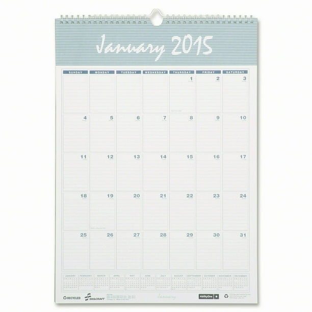 SKILCRAFT 12, Month Wall Calendars, Wirebound, 12" x 17"