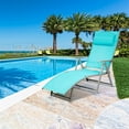 thumbnail image 1 of Patiojoy 2 Pcs Chaise Longue Pliante Rembourrée Inclinable Réglable Turquoise, 1 of 5