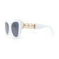thumbnail image 3 of Womens Metal Chain Arm Large Thick Cat Eye Sunglasses White - Black, 3 of 4