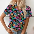 thumbnail image 4 of Cavosen Blouses for Women Short Sleeve Button Front Plus Size Collared Hawaiian Tropical Print Summer Shirts Pullover Beach Tops Loose Fit Resort Vacation Tees Going out 4XL, 4 of 7