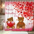 thumbnail image 2 of Mizhona Valentine's Day Shower Curtain Heart and Bears Bathroom Curtains Waterproof Romantic Decor with Hooks 72"x72", 2 of 6