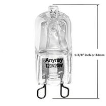 Anyray A1712S (20)-Pack 20 Watt G9 SHORT T4 20W Clear Halogen light looped 120V 20Watt 1-3/8" long