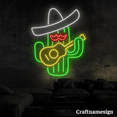 thumbnail image 3 of Craftnamesign Cactus Playing Guitar Neon Sign for Mexican Shop Bar Club Wall Decor, 3 of 5