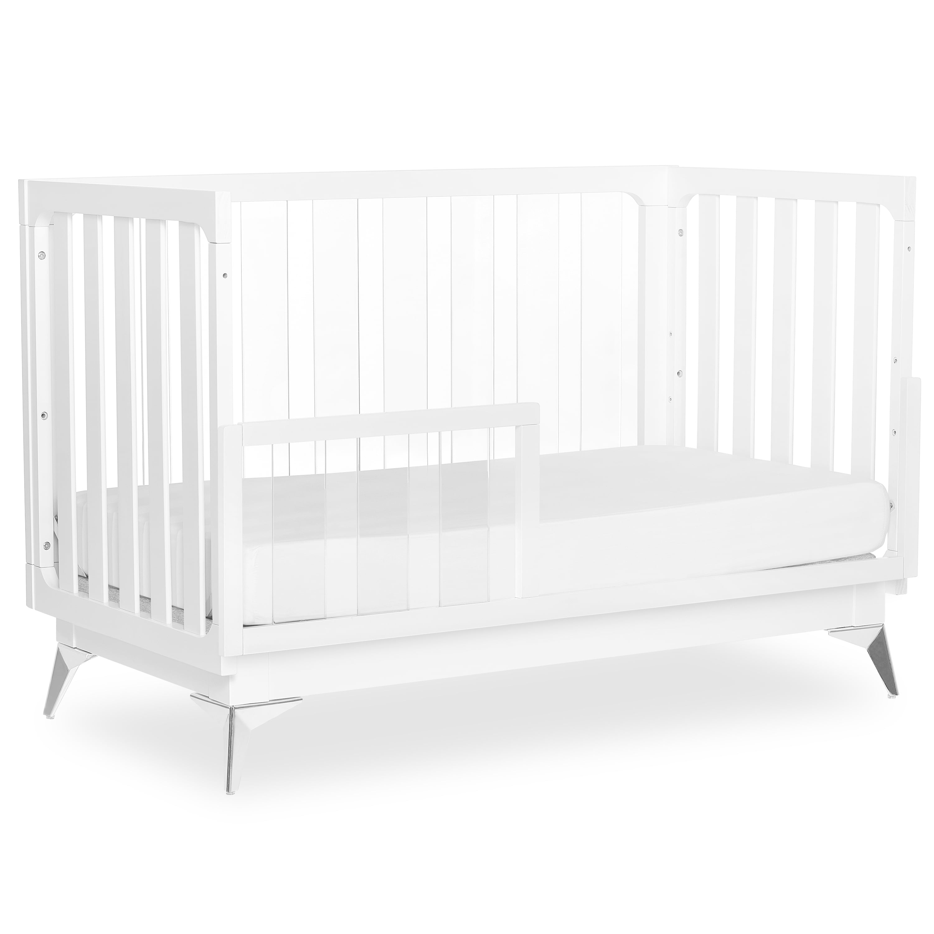 Evolur Acrylic Millennium 4 in 1 Convertible Crib Toddler Rail I Easily Coverts to Toddler Bed & I Acrylic Slats 