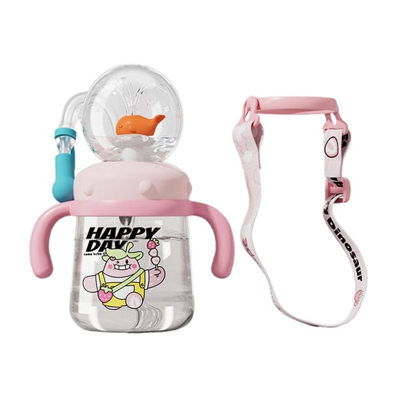 Sippy Cups for Toddlers 1-3 With Handle And Strap, 10oz Fountain Straw Cup, Straw Sippy Cup for Home, School, Or Travel
