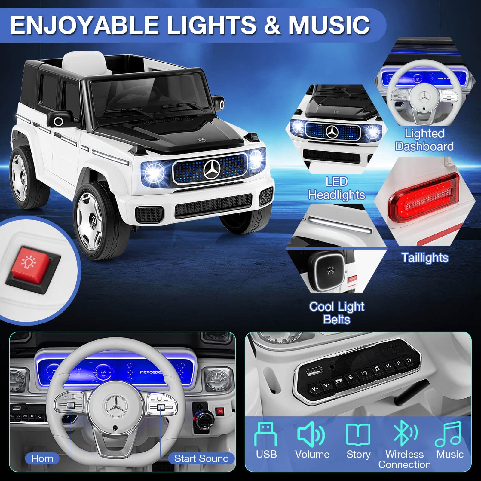 Infans Licensed Mercedes-Benz EQG Kids Ride On Car w/ Remote Control Detachable Battery
