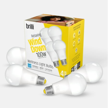 

Brilli Wind Down LED Circadian Wellness Light Bulb 16.5 Watts (100W Equivalent) A21 E26 Base Dimmable Warm White 4-Pack
