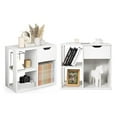 thumbnail image 1 of TYUIOP 3 Cube Bookcase with Drawer, 2 Tier Bookshelf for Small Space, Modern Freestanding Display Rack with Open Shelves, White Book Case, Wood Cube Storage Organizer Bedroom Living Room, 2 Pack, 1 of 5