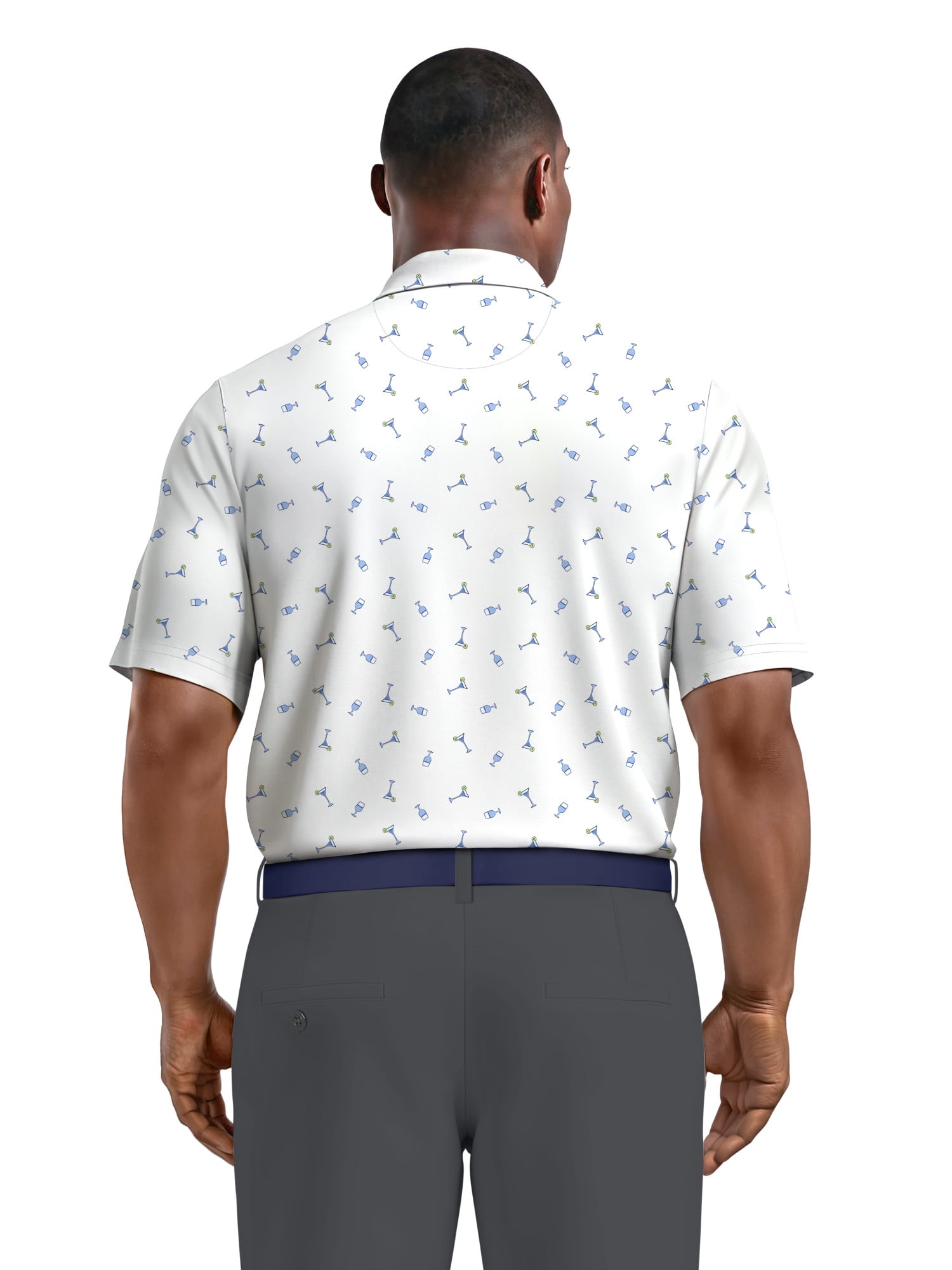 Ben Hogan Men's and Big Men’s Conversational Drink Printed Short Sleeve Golf Polo Shirt, up to Size 5XL