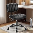 thumbnail image 2 of Silla pequeña de oficina en casa sin brazos y con respaldo bajo, altura regulable, piel sintética con ruedas giratorias de 360°, adecuada para espacios pequeños, niños y adultos, marrón,1, 2 of 2