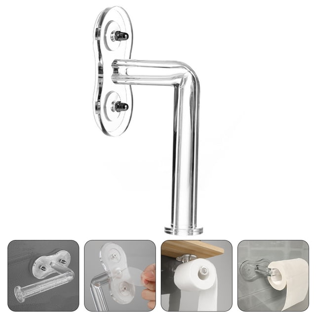 Porte-papier Toilette Acrylique Transparent avec Étagère pour Rangement Design Simple et Performance Durable 7.87 Pouces