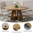 thumbnail image 3 of Tribesigns 47-Inch Round Wooden Conference Table for 4-6 People, Modern Meeting Room Table with Thick Tabletop, Wood Base, and Adjustable Foot Pads, Brown, 3 of 5