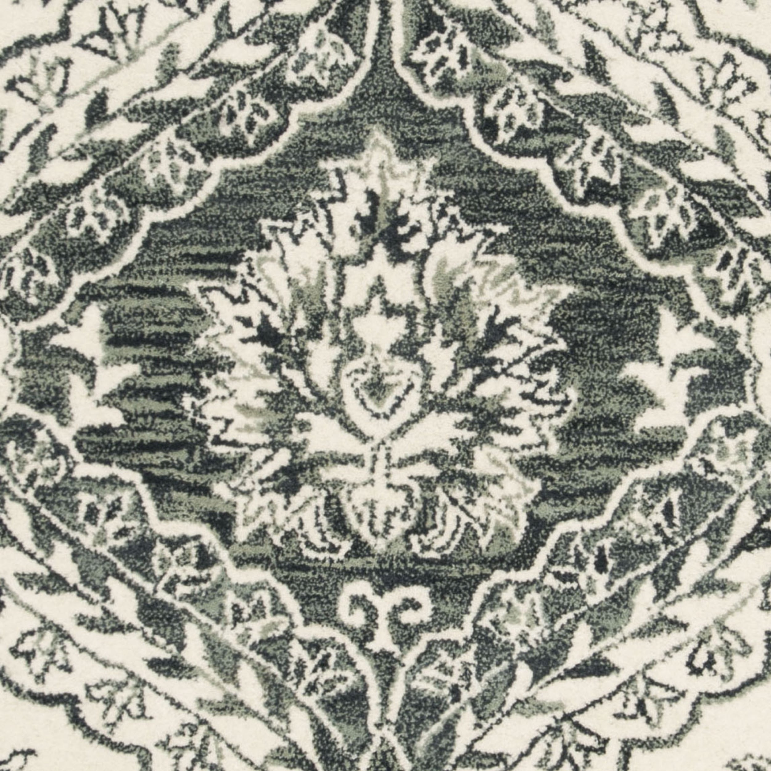 SAFAVIEH Blossom Maxwell Damask Floral Wool Area Rug, Blue/Ivory, 6' x 6' Square