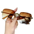 thumbnail image 2 of sunsanly Lady Sunglasses Eye Protection Rimless Gradient Color Sunscreen Anti-UV Decorative Outdoor Vacation Beach Sunglasses Eye Wear Accessories, 2 of 8