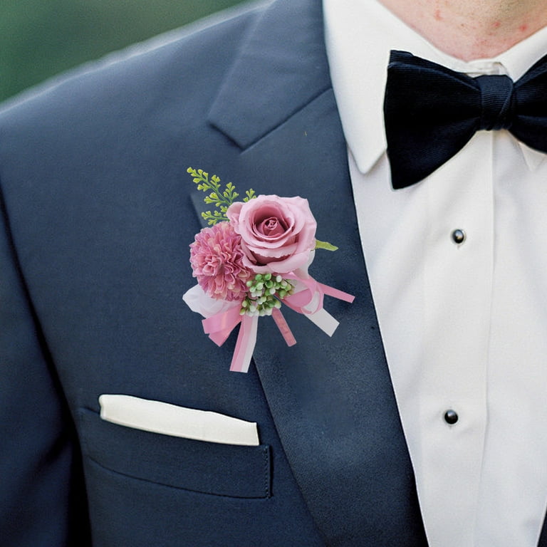 JeashCHAT Rose Corsage Men Boutonniere Groom Flower Buttonholes
