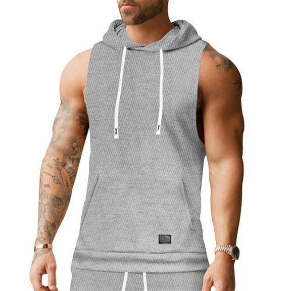 Kcolen Black Tank Top Men Men's Slim Fit Sleeveless Lightweight Sweatshirt Vest for Wear Casual Beach Basic Tank
