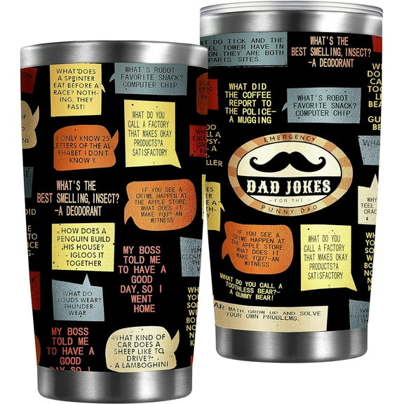 Gifts for Dad - Funny Dad Jokes Gift Fathers Day Christmas Birthday Gift for Dad from Daughter Son - Cool Unique Gift for Father Papa, Best Dad Ever Presents 20 oz Stainless Steel Tumbler