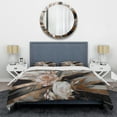 thumbnail image 3 of Designart "Linear Floral Elegance Rose Gold III" Floral Bedding Covert Set - Traditional White Bed Set With 2 Shams, 3 of 6