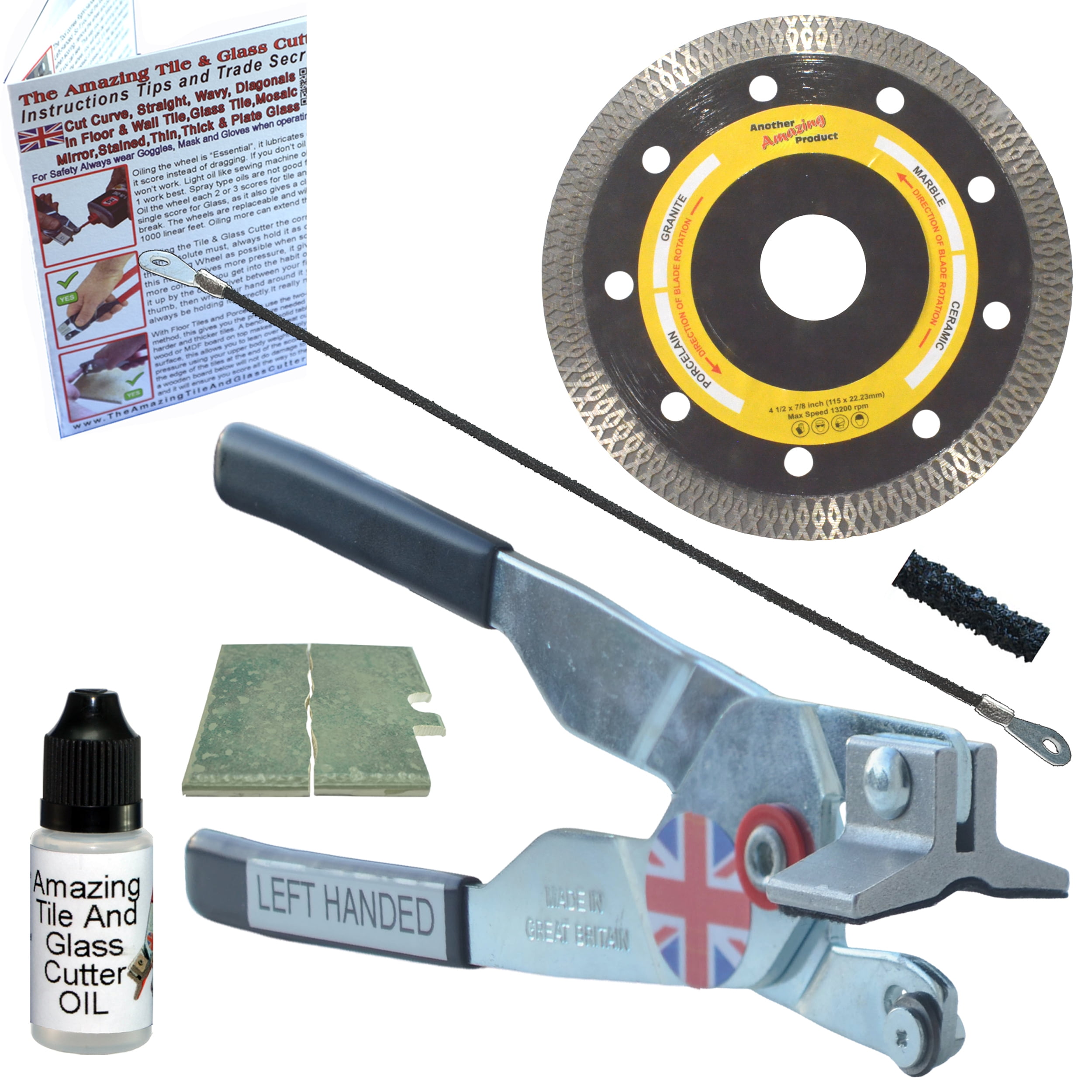 Glass and Tile Cutter Kit 1 Left Handed Tile Cutter 4 1/2 in Ultra Thin