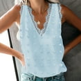 thumbnail image 2 of Lufly Tank Tops for Women Casual Solid Sleeveless V-Neck Lace Loose Hedging Vest,Blue,M, 2 of 7