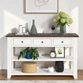 thumbnail image 2 of Hassch Console Table for Entryway with 3 Drawers, 48 Inch Entryway Table with Open Shelves, Sofa Table for Living Room, Hallway, Foyer, Antique White, 2 of 8