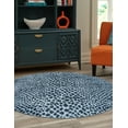 thumbnail image 3 of Unique Loom Kamala Washable Collection Area Rug - Animal print (7' 10" Round Navy Blue/Ivory), 3 of 8