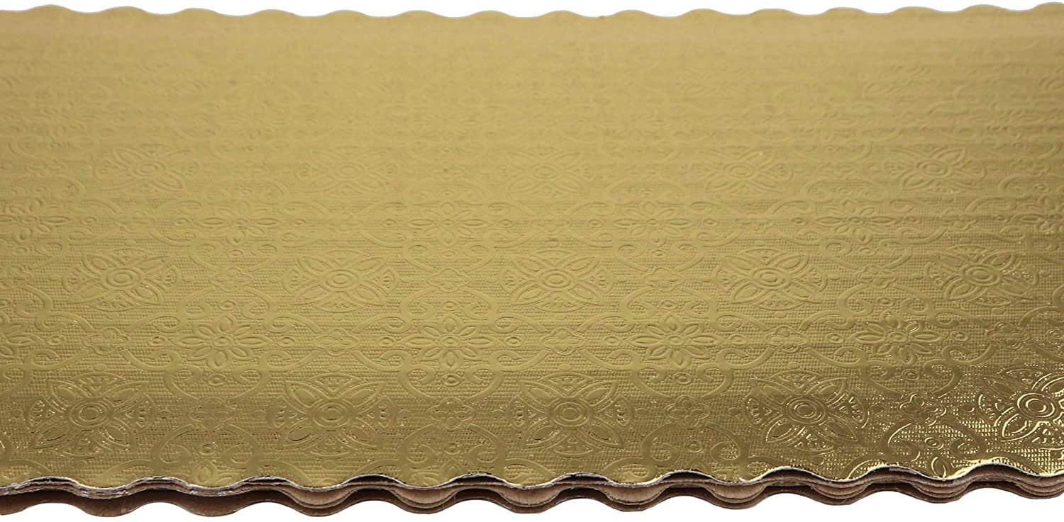 O'Creme Gold-Top Scalloped Narrow Rectangular Cake and Pastry Board 3/32 Inch Thick, 16 Inch x 6 Inch - Pack of 10 - image 3 of 3
