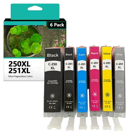 PGI-250XL CLI-251XL Compatible Ink Cartridges Replacement for Canon Ink 250 251 XL to Use with PIXMA MX922 MX920 IX6820 MG5520 MG7520 IP8720 MG6620 MG6320 (6 Pack)