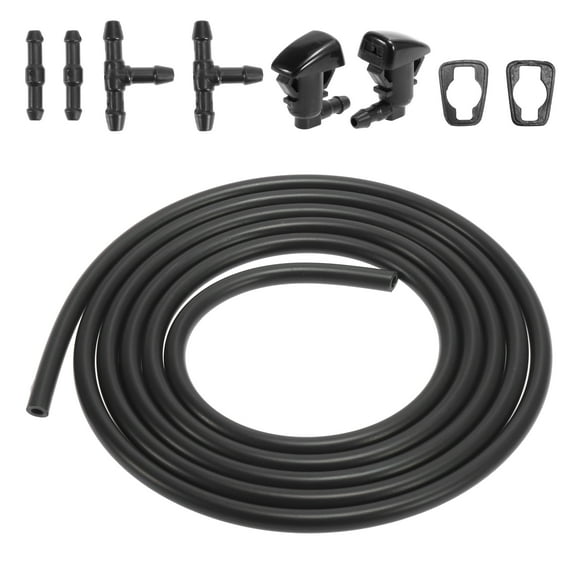 Unique Bargains 7pcs Balck Front Windshield Washer Nozzles for Ford 2 Meters Washer Hose with 2pcs Connectors 8S4Z17603AA