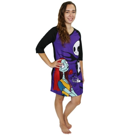

Nightmare Before Christmas Women s 3/4 Sleeve Dorm Nightgown Pajamas NB110XDH